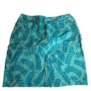 Elegant Teal Leaf Pattern Pencil Skirt